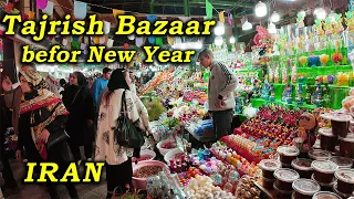 Nightlife in North Tehran before Nowruz | Tajrish Bazaar before New Year , IRAN 🇮🇷 2024