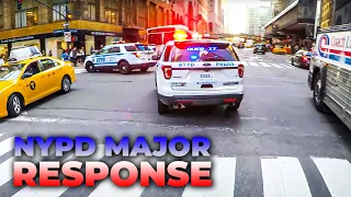 NYPD - 42ND STREET 3 Units MAJOR RESPONSE [Rumbler Siren in Midtown Traffic]