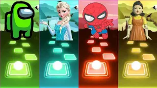 Among Us VS Let It Go VS Spider Man VS Squid Game — Tiles Hop EDM Rush