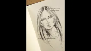 Fashion sketch tutorial by ZEYNEP DENIZ-drawing the female fashion face/front view