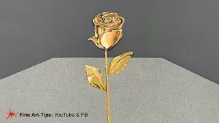 HOW TO DRAW A GOLDEN ROSE - With colored pencils