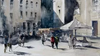 Watercolor [Speed painting - Timelapse] Vienna Cityscape 7