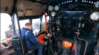 NYMR - Lighting fire and brake test of BR Standard 4 No 80136 at Grosmont after winter maintenance.
