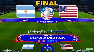 Argentina 🆚 United States - Final - Copa America 2024 | Full Match | Messi vs USA | PES Gameplay