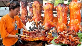 Popular A Whole Pork Pigs 2.50$ small box - Cambodian Street Food