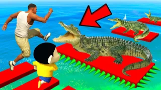 SHINCHAN AND FRANKLIN TRIED THE IMPOSSIBLE ALLIGATOR PARKOUR CHALLENGE GTA 5