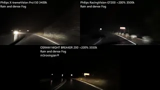 OSRAM NIGHT BREAKER 200, Philips X-tremeVision Pro150, RacingVision GT200 on Rain