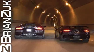 Black Lamborghini Aventadors In The Night