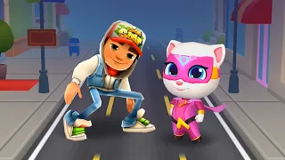 КТО КРУЧЕ? ГОВОРЯЩАЯ КОШКА ГЕРОЙ АНДЖЕЛА - TALKING HERO ANGELA VS JAKE из игры SUBWAY SURFERS! #413