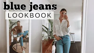 Blue Jean OUTFIT IDEAS 👖  How To Wear Blue High Waisted Jeans