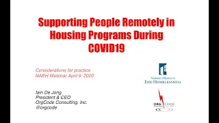 COVID-19 Webinar Series: Supporting People Remotely in Housing Programs During COVID 19