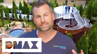 Lucas Builds An Epic Pool With A Massive Treehouse And A Park-Sized Slide | Insane Pools
