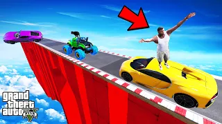 FRANKLIN TRIED IMPOSSIBLE STEEPEST ROAD CLIMBING JUMP RAMP CHALLENGE GTA 5 | SHINCHAN and CHOP