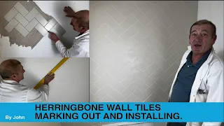 Tiling College -  Herringbone wall tiles a lesson in marking out and installing.