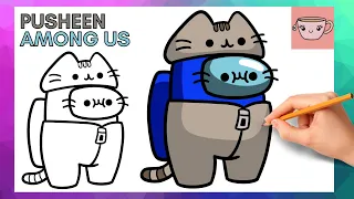 How To Draw Pusheen Cat - Among Us Crewmate | Cute Easy Step By Step Drawing Tutorial