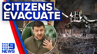 Civilian convoy leaves besieged Mariupol as drones show scale of destruction | 9 News Australia