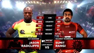 U.P. Nawabs Vs Gujarat Warriors | MTV Super Fight League | Jason Radcliffe Vs Sumit Rangi | SFL