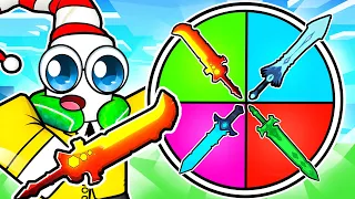 Roblox Bedwars, But I SPIN THE WHEEL Of Weapons..