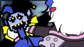 [ Deltarune Highlights ] anime girl fighting a clown in the parking lot at 3 in the morning