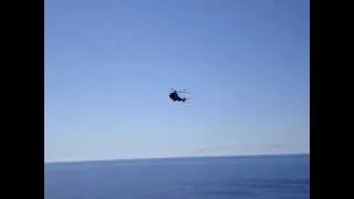 Offshore helicopter(EC225) approaching oil rig