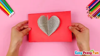 Newspaper Heart Card - great as a Mother’s Day craft