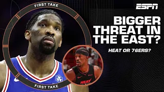 Heat or 76ers: Who is the bigger threat in the East? Stephen A. & Perk debate! | First Take