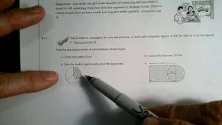 CPM CC3 Section 4.1.7 #4-71 (Area and Perimeter of Circles and composite figures)