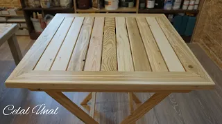 Making folding table from pallet / Paletten katlanır masa yapımı / Folding wooden table diy