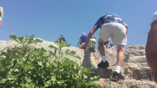 The rock of St Paul at the acropolis Athens Greece. Crazy preacher (The Areopagus)