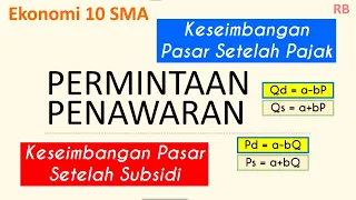 KESEIMBANGAN PASAR SEBELUM DAN SETELAH PAJAK | KESEIMBANGAN PASAR SEBELUM DAN SETELAH SUBSIDI