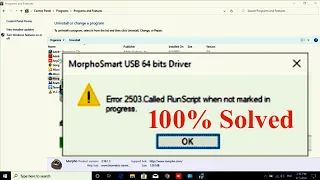 How to Uninstall Programme When Error 2503 Called RunScript when not marked in progress