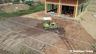 Step4-  KOMATSU Mini Dozer D20P Pushing And Clearing Soil With Dump Truck 5Ton Dumping Soil