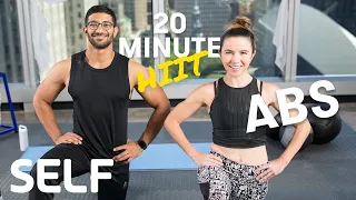 20 Minute HIIT Abs Focused Bodyweight Workout - No Equipment at Home With Warm-Up & Cool-Down | SELF