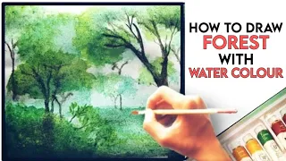 How to draw forest with Watercolour for beginners | easy drawing tutorial step by step