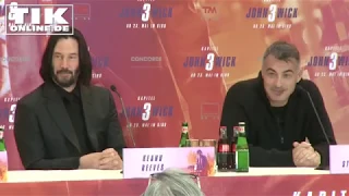 Keanu Reeves with long hair "John Wick 3" Press Conference in Berlin FULL LENGTH