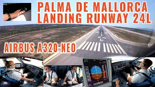 Mallorca (PMI) | Brand new Airbus A320 NEO approach + landing runway  24L | pilots + cockpit view