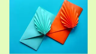 How To Make a Colored Paper Envelope with flower | Easy origami DIY | The M - art