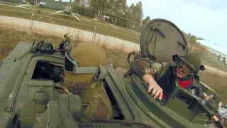 Car crushing with a tank in Vilnius