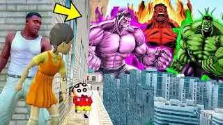 Franklin and Shinchan & Pinchan play HIDE AND KILL with Squid Game Doll In GTA 5