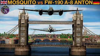 Mosquito vs FW-190 A-8 Anton: Dogfight Under Tower Bridge, London | DCS