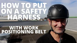 How to put on a harness with work positioning belt - Fall protection - Work at height