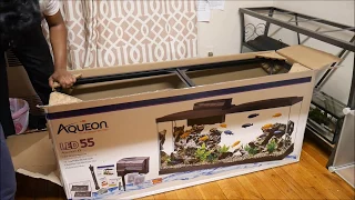 Aqueon LED 55 Glass Aquarium Kit Unbox and After Setup | 55 Gallon | Perfect for Home or Office