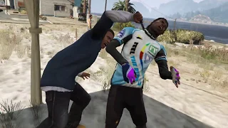 Funny GTA5 :Franklin Stabbing people in slow motion