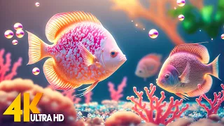 Aquarium 4K VIDEO (ULTRA HD) - Beautiful Coral Reef Fish - Sleep Relaxing Meditation Music