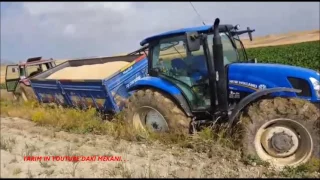 NEW HOLLAND TR6.120 4 TEKERLİ RÖMORK İLE ÇAMURDA