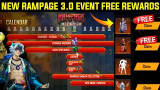 Free fire new rampage 3.O event |  Rampage 3.O free rewards | Free fire new event