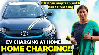 how to charge electric car at home?🤑// EV home charging//EB consumption And reading// Tata Nexon EV😍