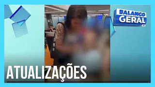 Imagens mostram mulher passeando com cadáver de idoso em shopping antes de pegar empréstimo em banco