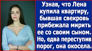 Узнав, что Лена купила собственную квартиру, бывшая свекровь примчалась мирить ее со своим сыном.