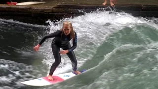 Amazing River Surfing Isar Eisbach in Munich at the English Garden